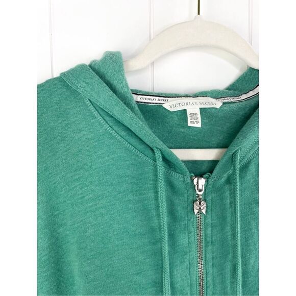 Victoria’s Secret VS Angel Green Stripe Collegiate Full Zip Hoodie XS - Picture 4 of 14